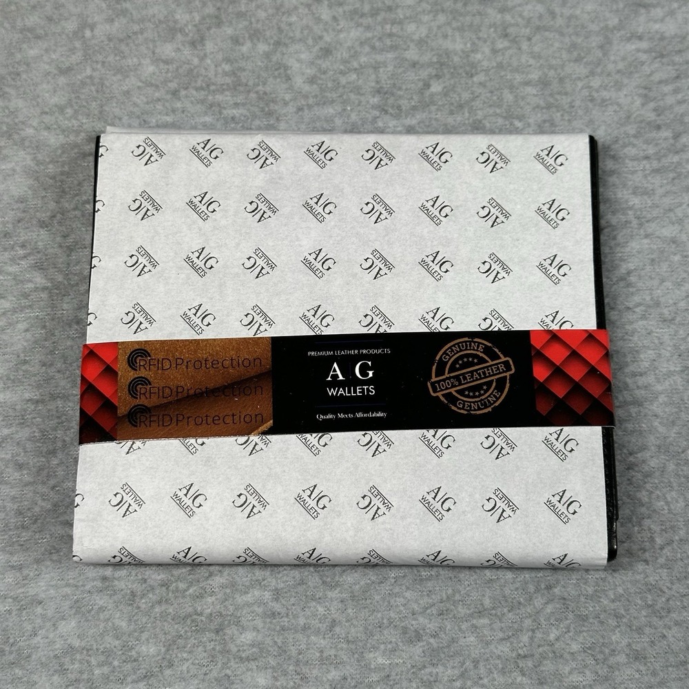 AG Wallets Genuine Leather RFID Bifold Men's Black Cowhide Billfold NEW